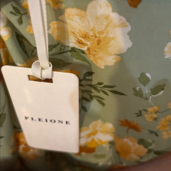 Pleione Green Floral Blouse large S392 - Picture 3 of 8